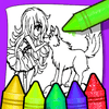 Planșe de colorat cu fete lup anime